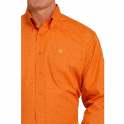 Men's Cinch Orange Button Down Shirt #MTW1105475 -Deals West Wear Man Store 2b24ecebec582401fee682c3521593bd