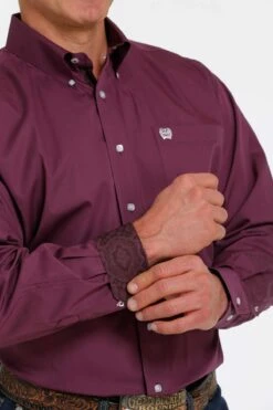 Men's Cinch Solid Purple Button Down Shirt #MTW1105484 -Deals West Wear Man Store 515abd6affd957efcad663717617872b