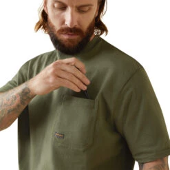 Men's Ariat Rebar Cotton Strong American Outdoors T-Shirt #10043827 -Deals West Wear Man Store 5a16a01096b8ce91ebb2e92f41a66589