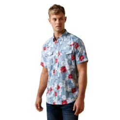 Men's Ariat VentTEK Western Aloha Fitted Button Down Shirt #10044015