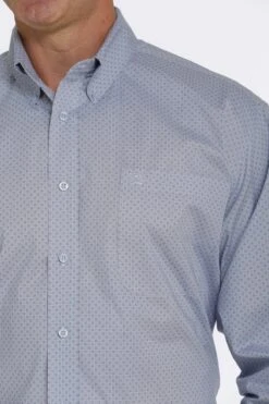 Men's Cinch Blue Pattern Button Down Shirt #MTW1105463 -Deals West Wear Man Store 968d1a76780052a933a64b1cd2ddae4a