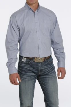 Men's Cinch Blue Pattern Button Down Shirt #MTW1105463 -Deals West Wear Man Store c76b43376f7eed6b24d63fab9b5dd2dd