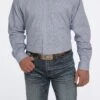 Men's Cinch Blue Pattern Button Down Shirt #MTW1105463