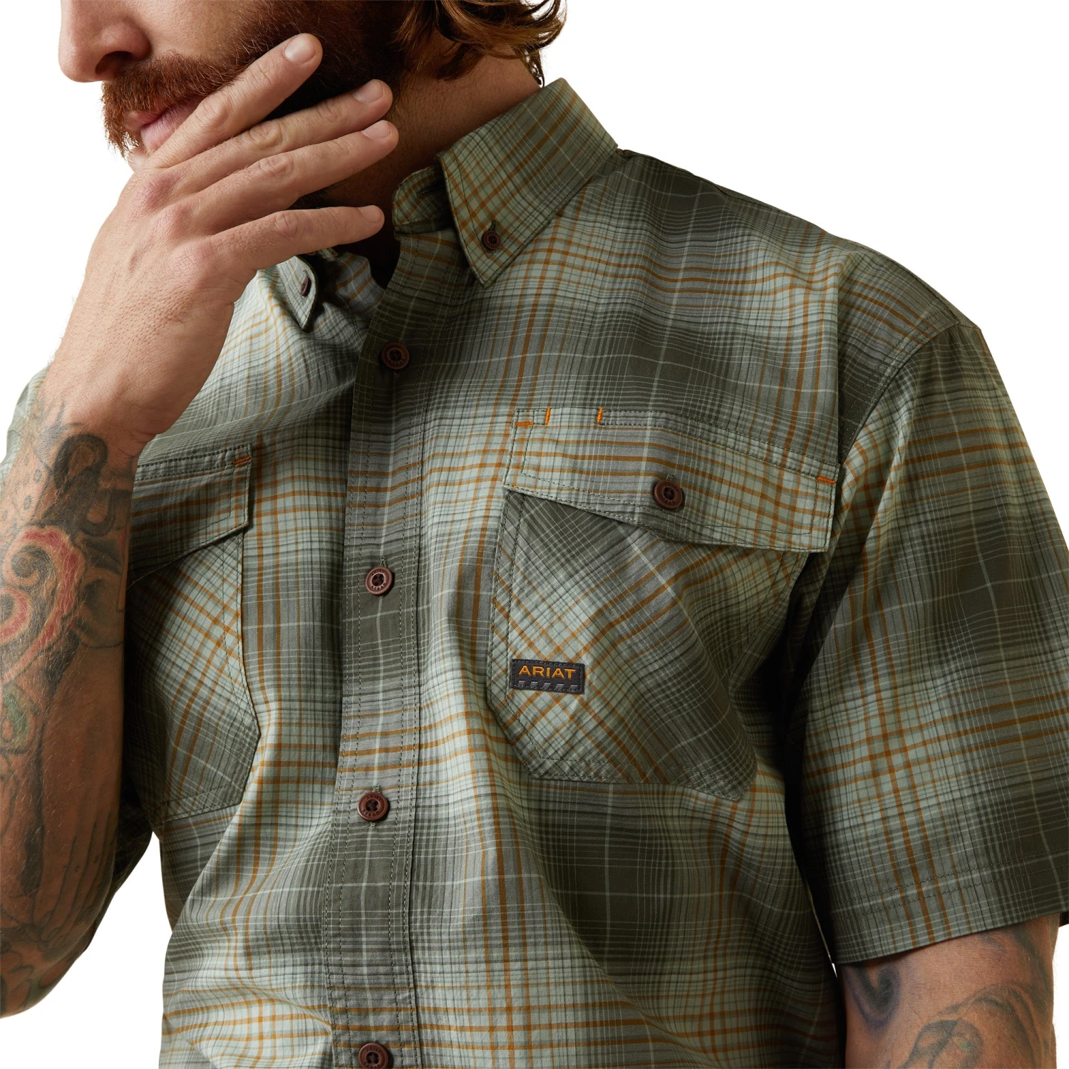 Men's Ariat Rebar Button Down Shirt #10043490 2 Men's Ariat Rebar Button Down Shirt #10043490 - Image 2