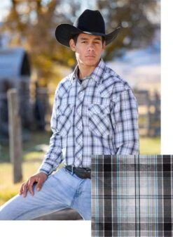 Men's Wyoming Traders Snap Front Shirt #5 -Deals West Wear Man Store printed silver black r